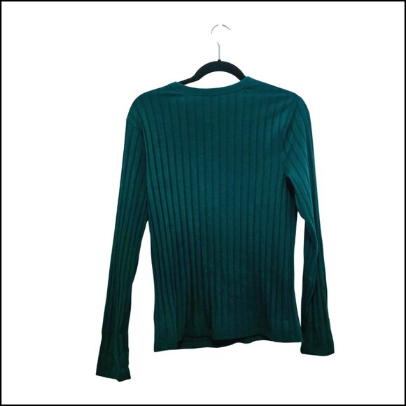 A New Day Forest Green Ribbed Long Sleeve Top – Large - Picture 3 of 3